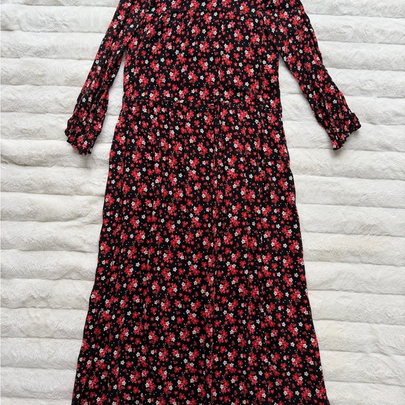 ZARA BLACK FLORAL MAXI DRESS LONG SLEEVE BOHO MIDI MAXI SIZE S - Picture 2 of 9